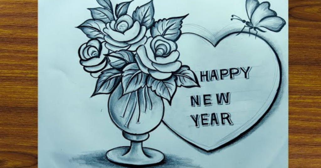 Happy new year drawing.