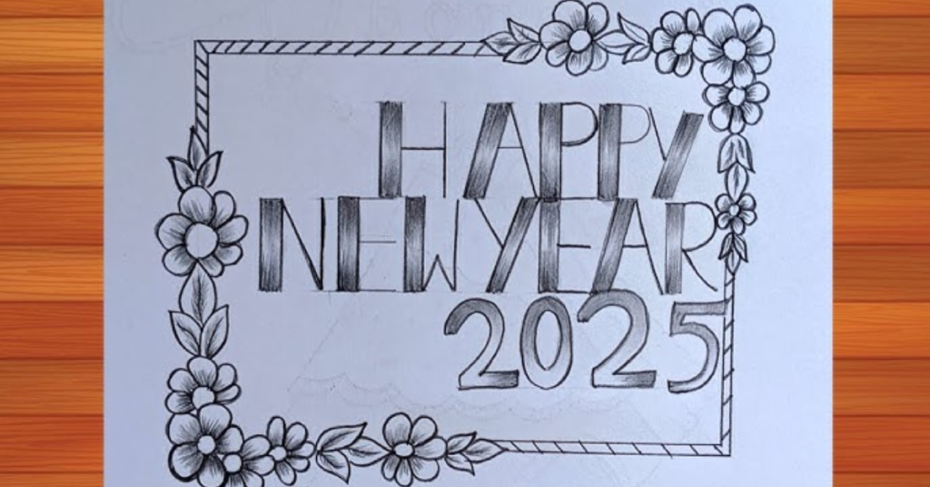 Happy new year drawing.