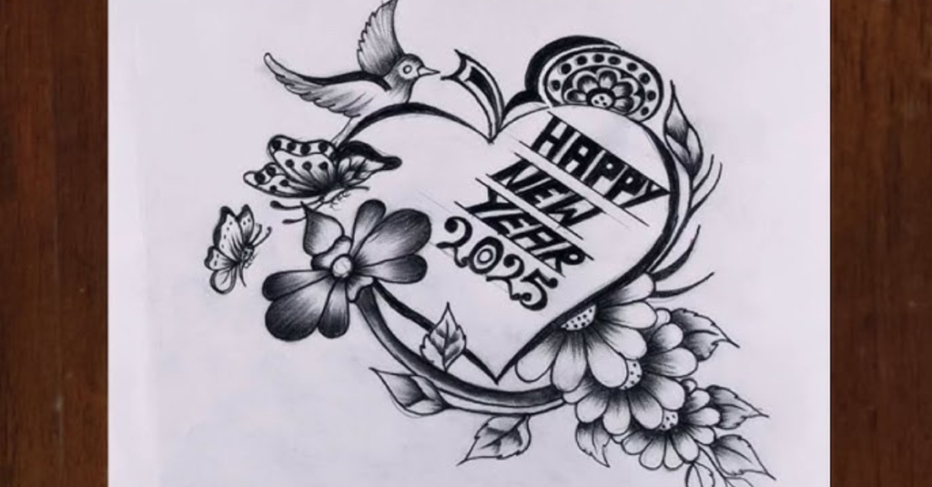 Happy new year drawing