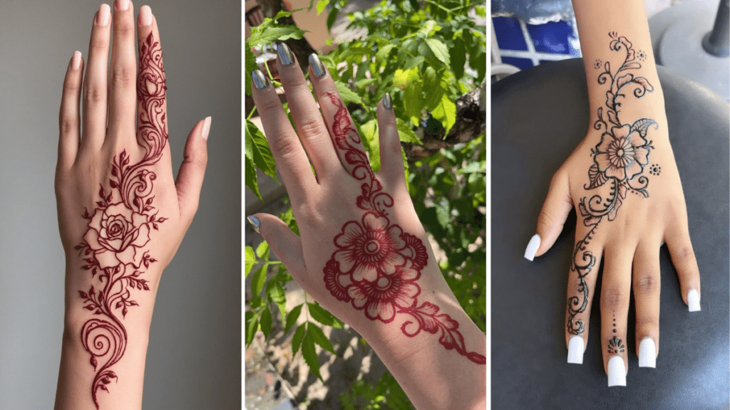 Rose Mehndi Design Back Hand