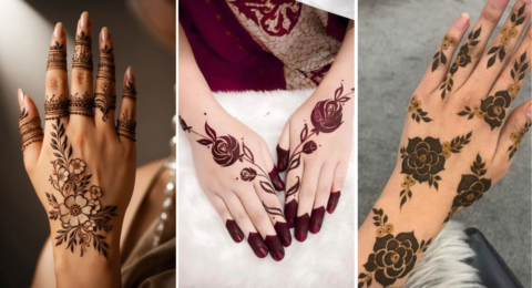 Rose Mehndi Design Back Hand