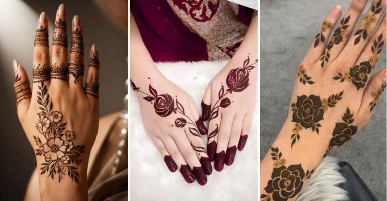 Rose Mehndi Design Back Hand