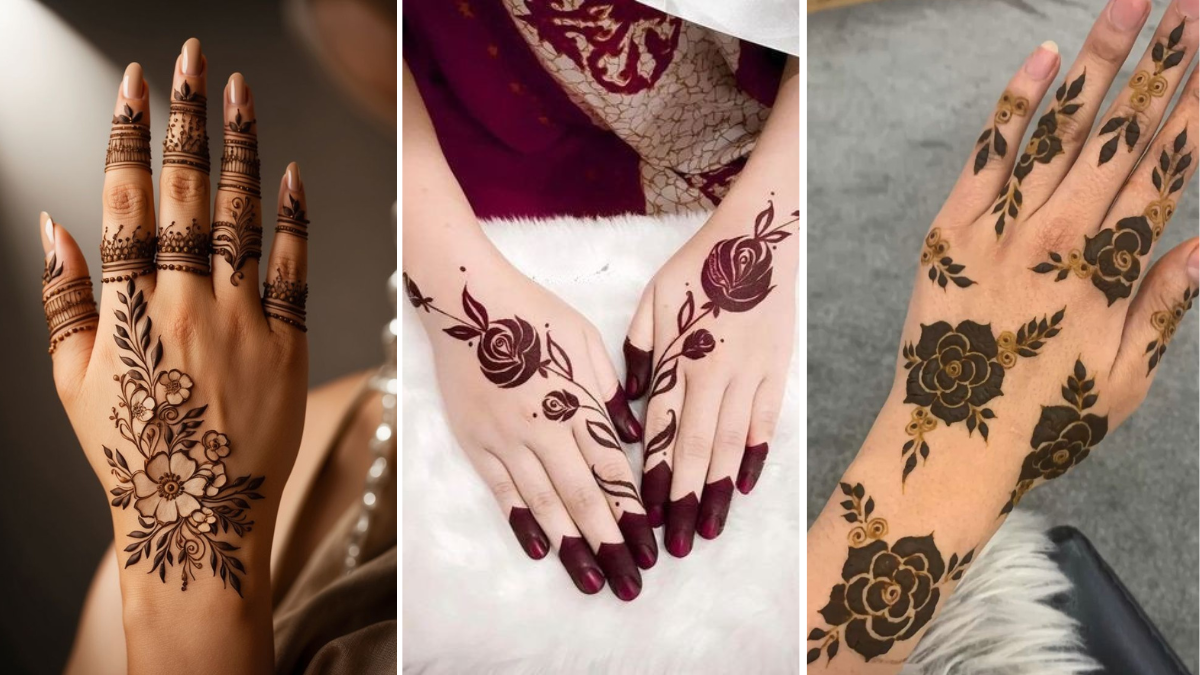 Rose Mehndi Design Back Hand