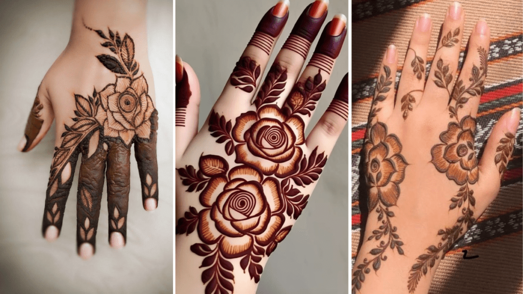 Rose Mehndi Design Back Hand
