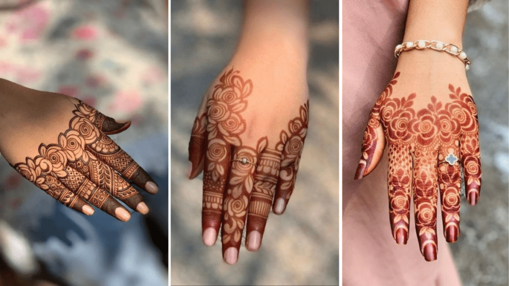 Rose Mehndi Design Back Hand