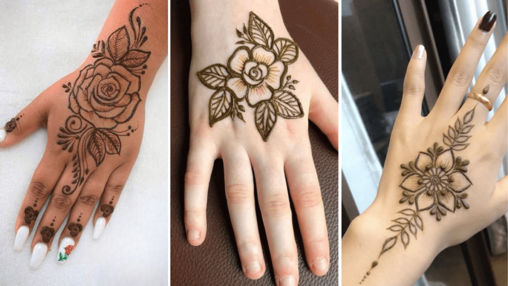 Rose Mehndi Design Back Hand