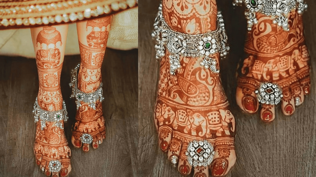 स्टाइलिश फुट मेहंदी पैटर्न