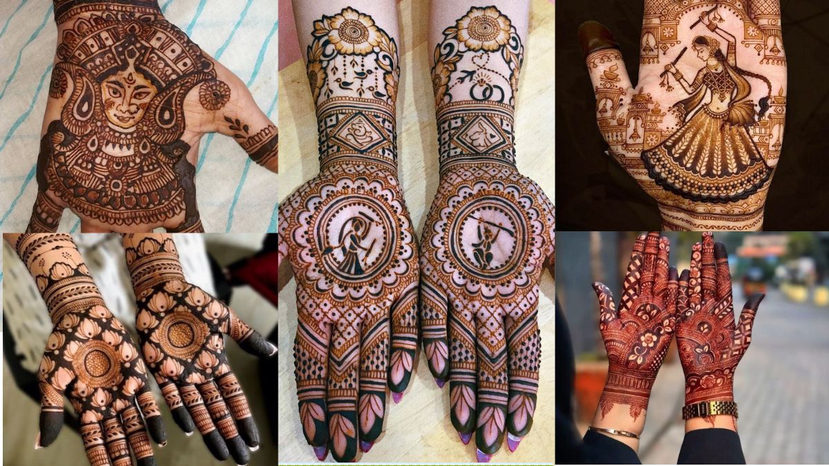 Mehndi Ki Designs : मेहंदी की बेमिसाल डिजाइंस की तस्वीरें देखें | simple and beautiful navratri mehndi designs | HerZindagi