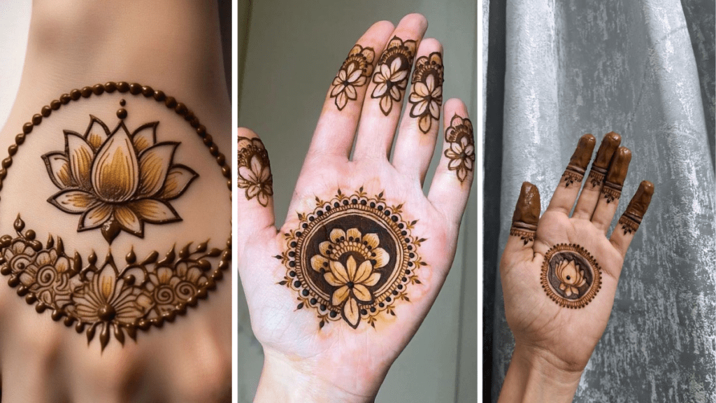 Modern Lotus Mehndi Designs
