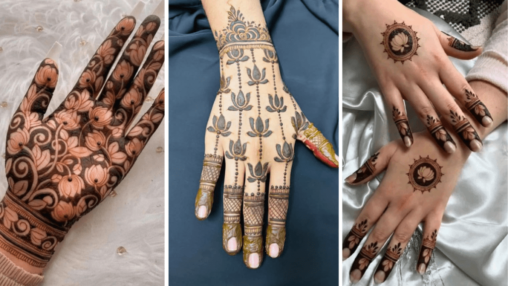 Modern Lotus Mehndi Designs