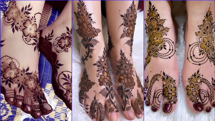 Modern Foot Mehndi Art : फूलों और बेलों से सजी आकर्षक फुट मेहंदी डिज़ाइन पारंपरिक और आधुनिक लुक के लिए सुंदर और अनोखा पैटर्न।