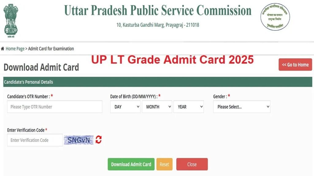 UP LT Grade Admit Card 2025
