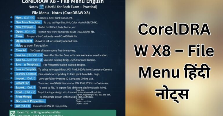 CorelDRAW X8 File Menu Notes