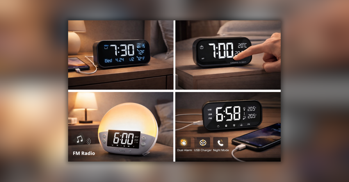 Digital Alarm Clock LED डिस्प्ले और डुअल अलार्म फीचर के साथ