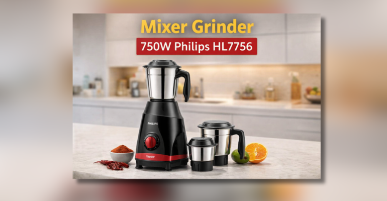 Philips HL7756 Mixer Grinder 750W with 3 jars in kitchen