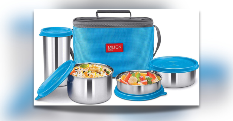 Milton lunch box MILTON Senior Flatmate टिफिन बॉक्स लीक-प्रूफ और माइक्रोवेव सेफ