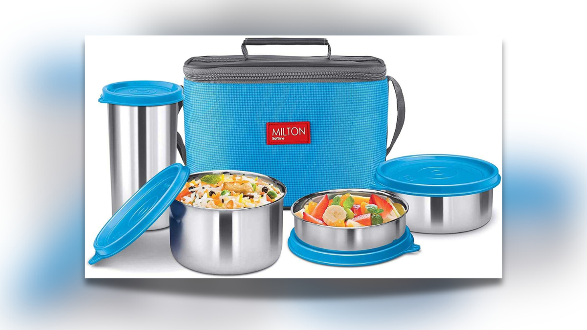 Milton lunch box MILTON Senior Flatmate टिफिन बॉक्स लीक-प्रूफ और माइक्रोवेव सेफ