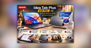 Lenovo Idea Tab Plus with Pen Tablet front view with large display and stylus