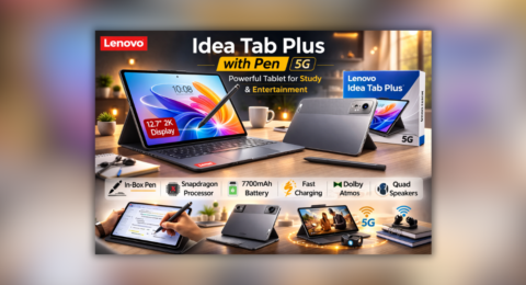 Lenovo Idea Tab Plus with Pen Tablet front view with large display and stylus