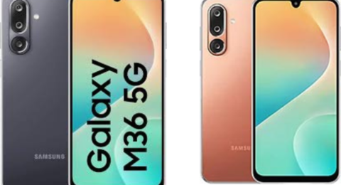 Samsung Galaxy M36 smartphone with modern design and large display