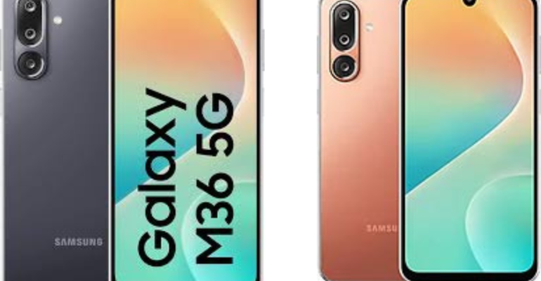 Samsung Galaxy M36 smartphone with modern design and large display