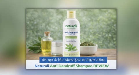 Naturali Anti Dandruff Shampoo bottle with green tea and tea tree oil for dandruff control