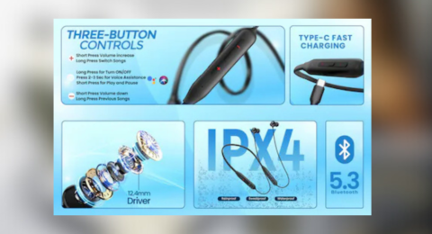 Wireless Bluetooth Neckband earphones with magnetic earbuds