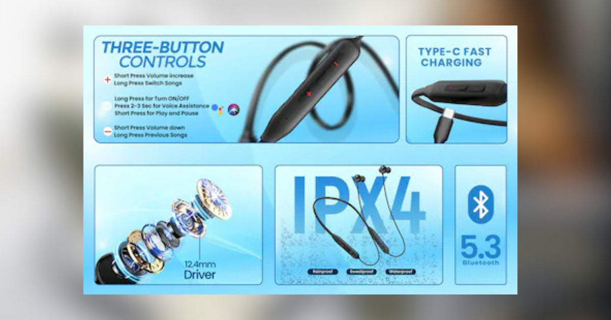 Wireless Bluetooth Neckband earphones with magnetic earbuds