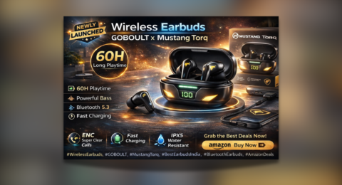 GOBOULT x Mustang Torq Wireless Earbuds with charging case and LED battery display