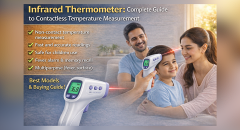 Non contact infrared thermometer measuring forehead temperature