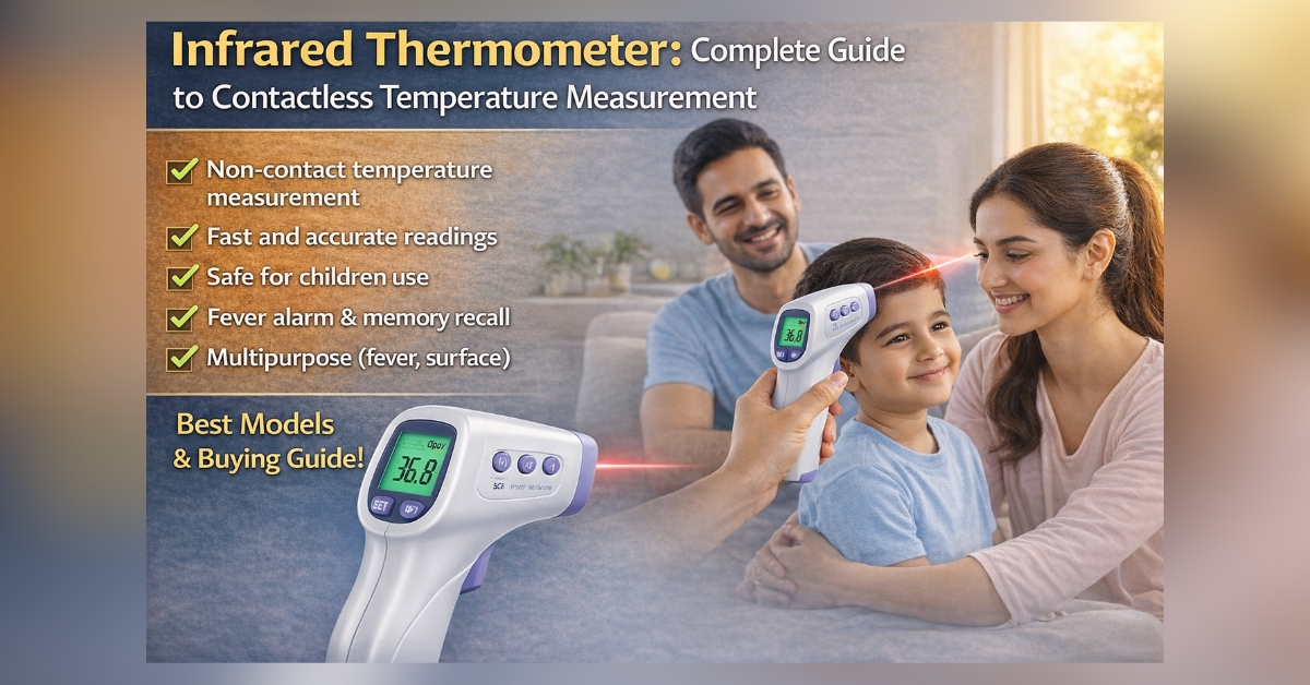 Non contact infrared thermometer measuring forehead temperature