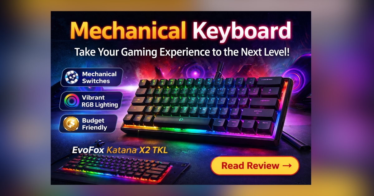 EvoFox Katana X2 TKL Mechanical Keyboard with RGB lighting for gaming setup