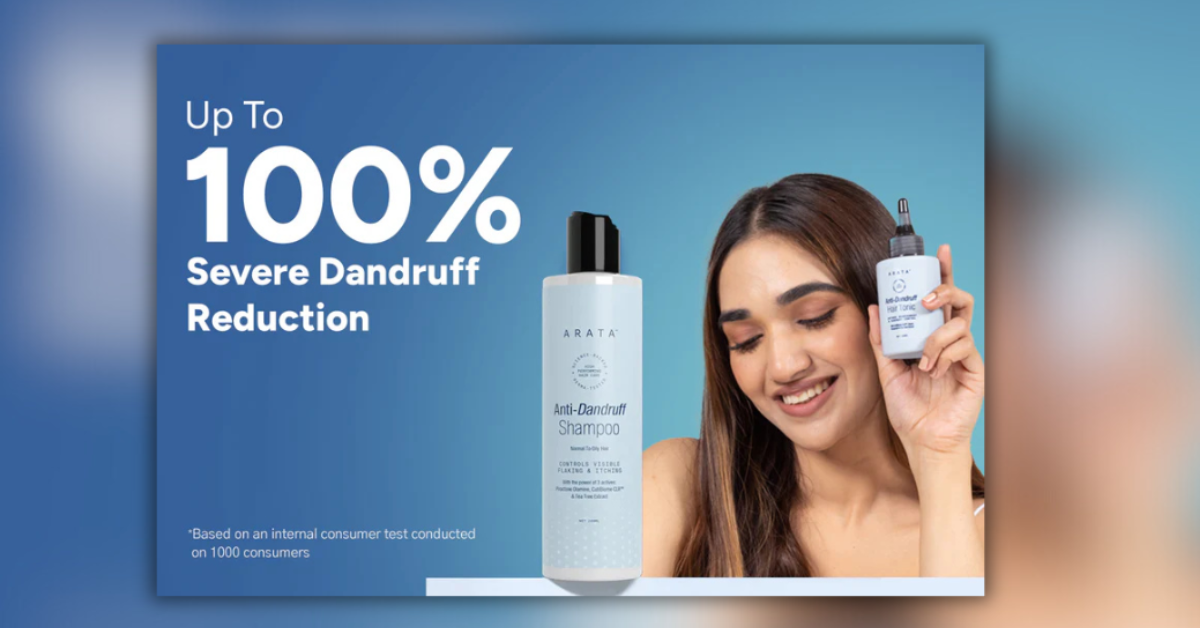 Arata Anti Dandruff Shampoo bottle for dandruff control and scalp care