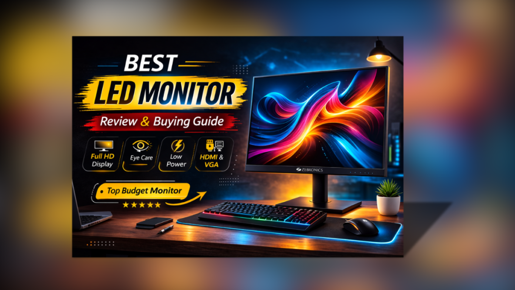 Best Led Monitor ZEBRONICS Zeb-V19Hd 18.5 Inch HD Display with HDMI and VGA