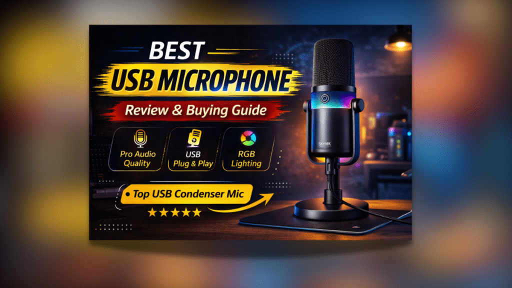 Best USB Microphone SKYVIK Glowcast Condenser Mic for YouTube and Podcast