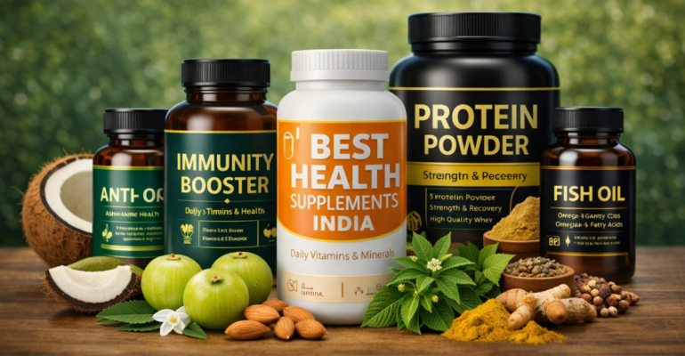 Best health supplements india multivitamin protein immunity booster fish oil bottles with natural ingredients