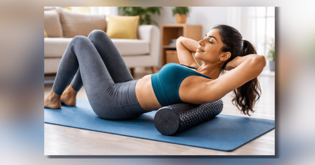 Foam roller exercise for muscle recovery and back pain relief at home