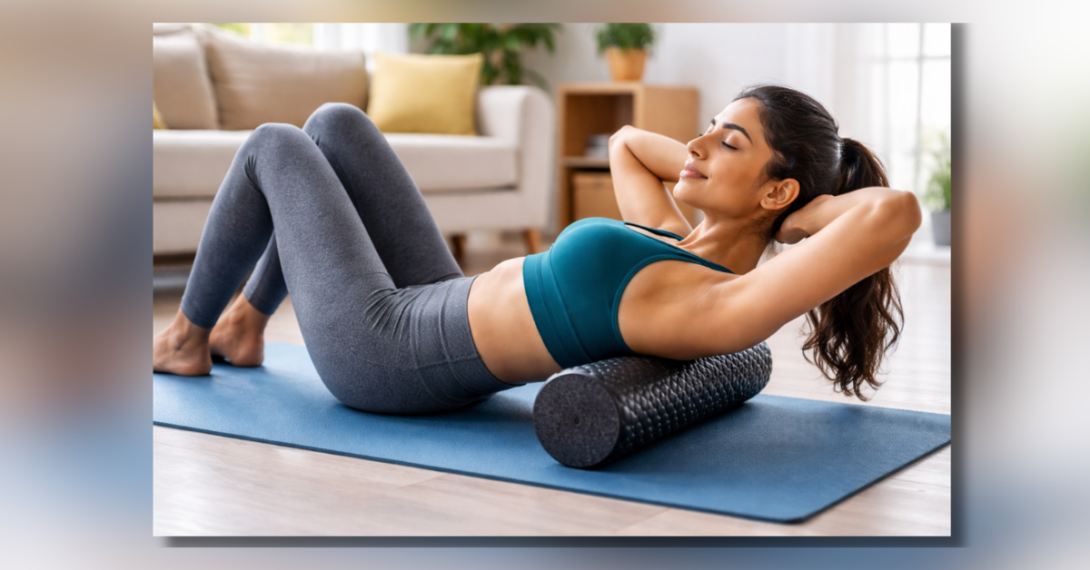 Foam roller exercise for muscle recovery and back pain relief at home