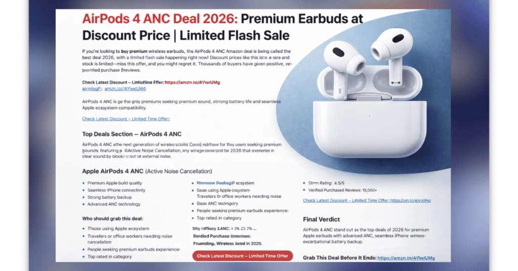 AirPods 4 ANC Deal 2026 premium Apple earbuds discount price