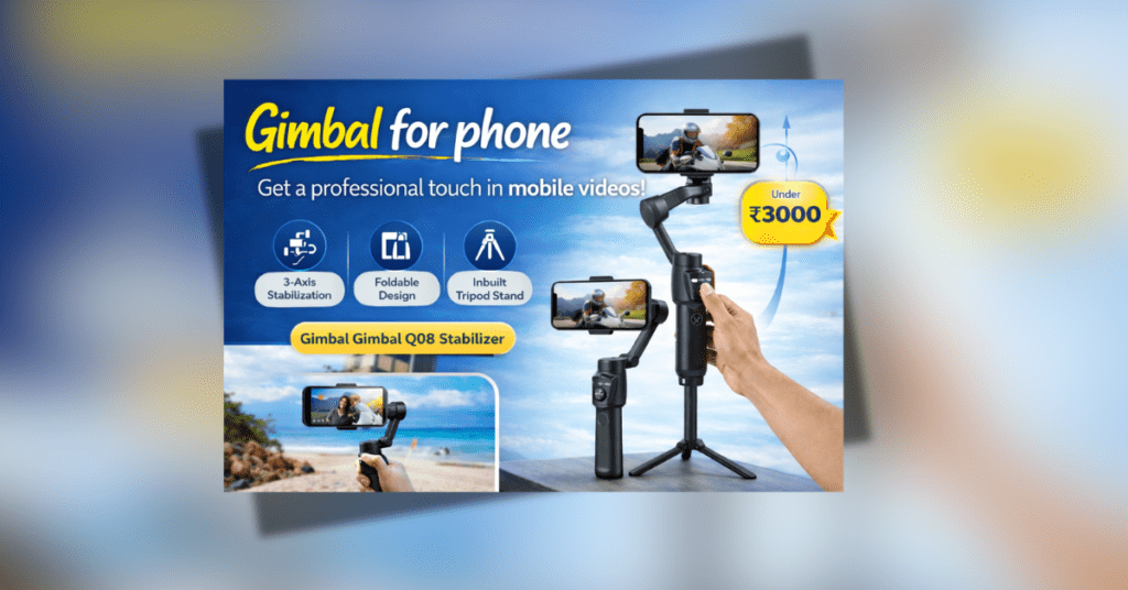 Gimbal for phone Q08 3-Axis video stabilizer with tripod stand