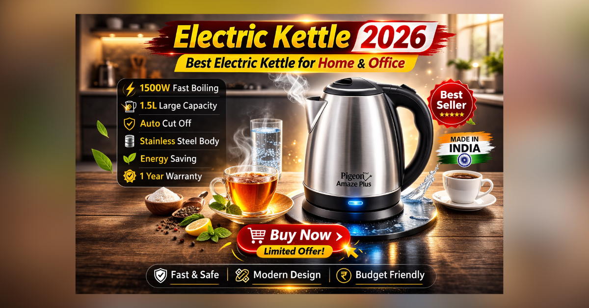 Electric Kettle 2026 Pigeon Amaze Plus Stainless Steel Electric Kettle