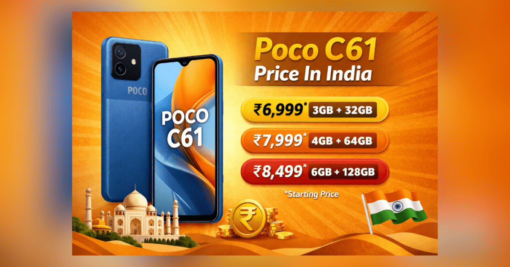 Poco C61 Price In India 2026 budget smartphone with features and variants