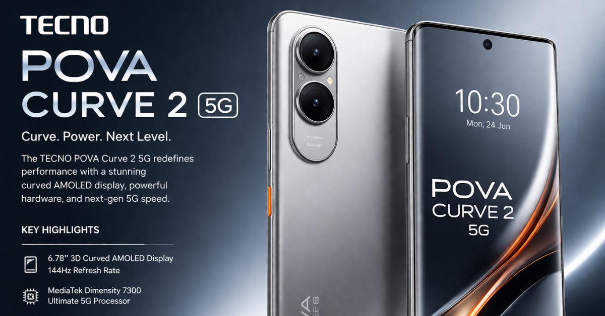 Tecno Pova Curve 2 5G स्मार्टफोन कर्व्ड डिस्प्ले और प्रीमियम डिजाइन के साथ