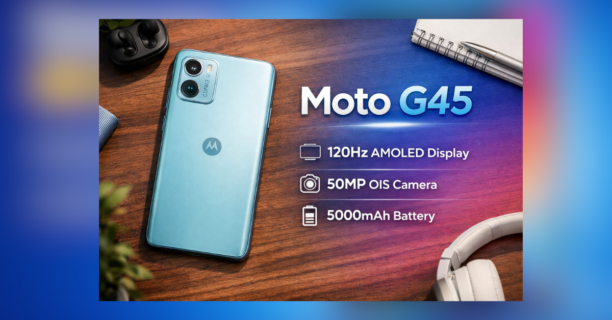 Moto G45 स्मार्टफोन का बैक डिजाइन और कैमरा