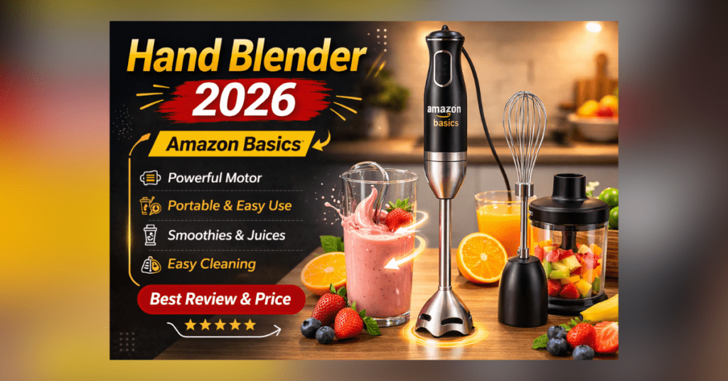Hand Blender 2026 Amazon Basics Portable Hand Blender for Smoothies and Juices
