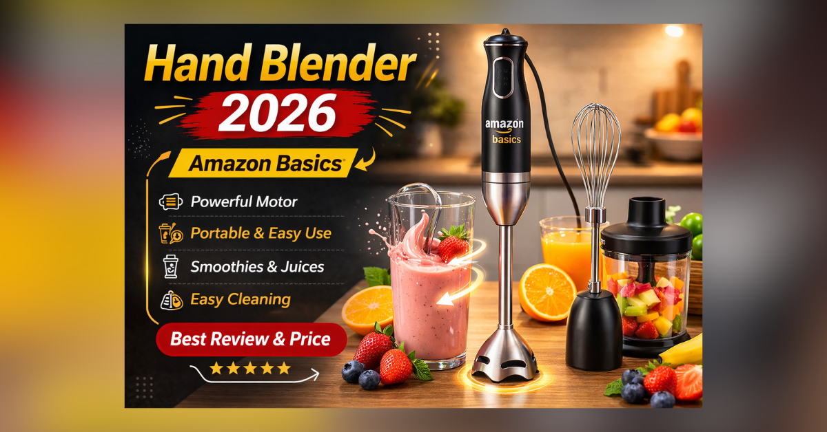 Hand Blender 2026 Amazon Basics Portable Hand Blender for Smoothies and Juices