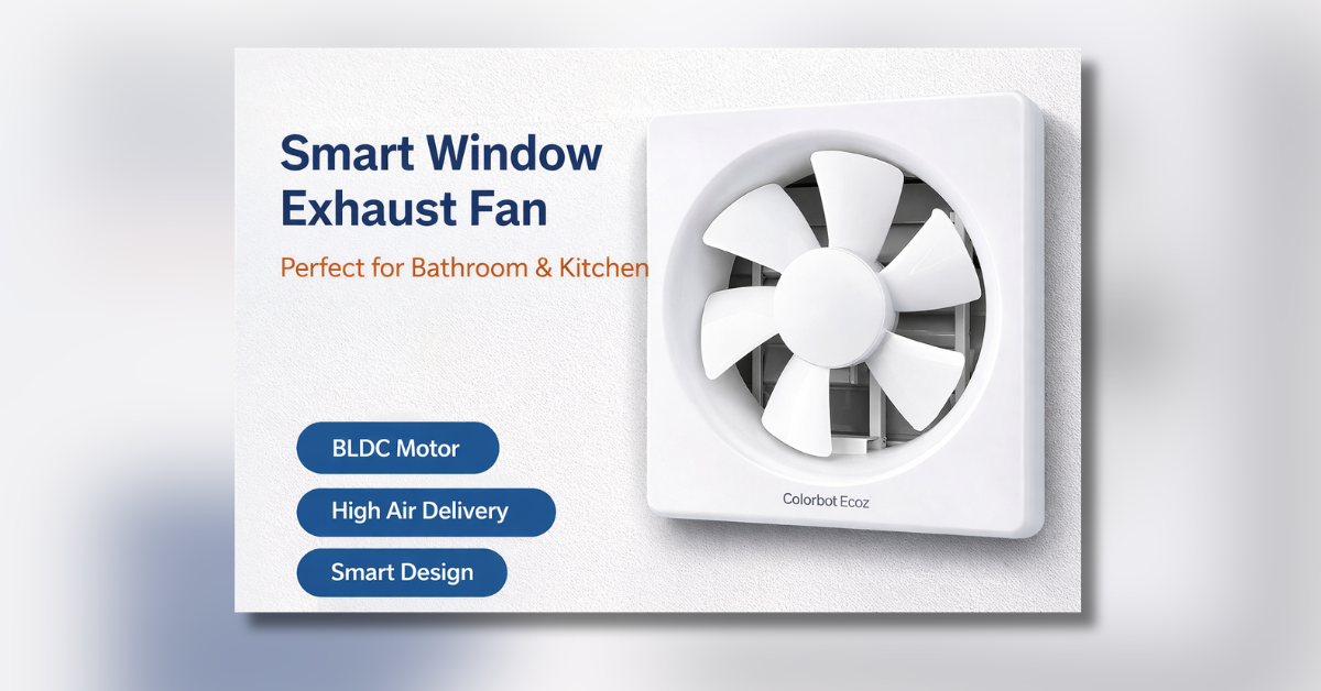 स्मार्ट विंडो एग्जॉस्ट फैन बाथरूम और किचन के लिए BLDC मोटर के साथ