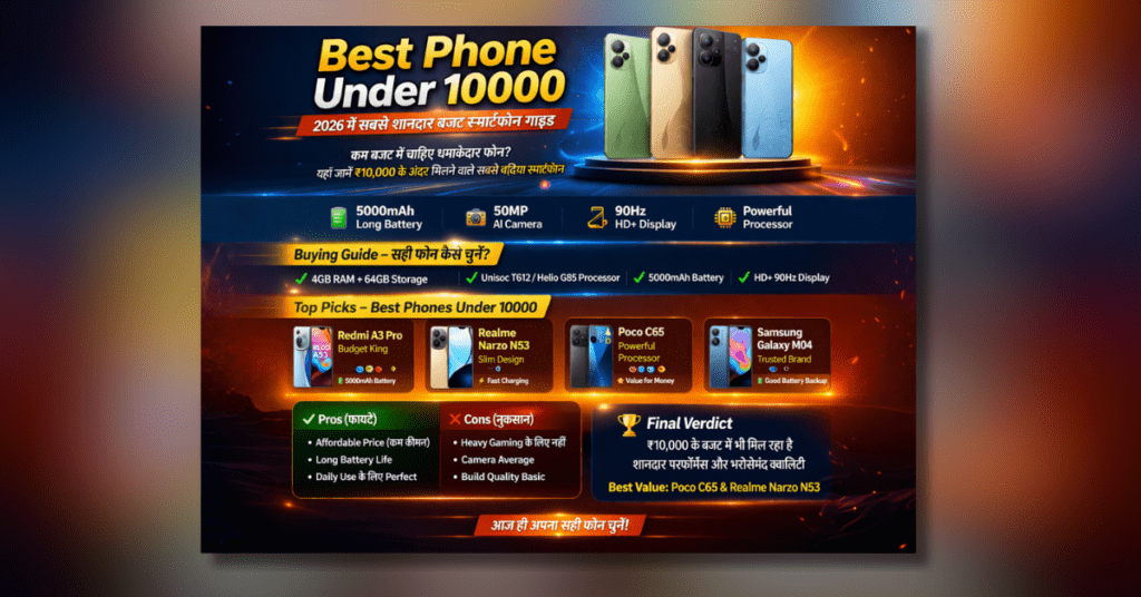Best Phone Under 10000 2026 के सबसे अच्छे बजट स्मार्टफोन