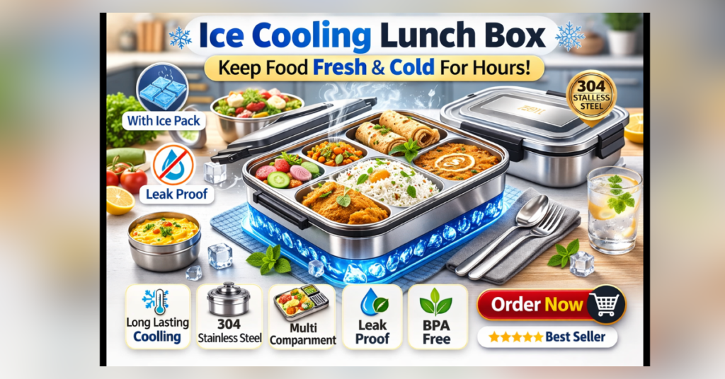 ice cooling lunch box stainless steel tiffin with ice pack for keeping food fresh