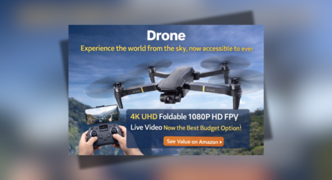 Drone flying in the sky capturing aerial video